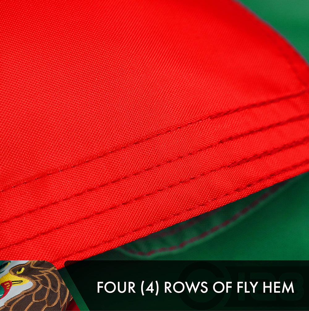 G128 Mexican flag fabric texture of 210D polyester showing durable weave and weather resistance