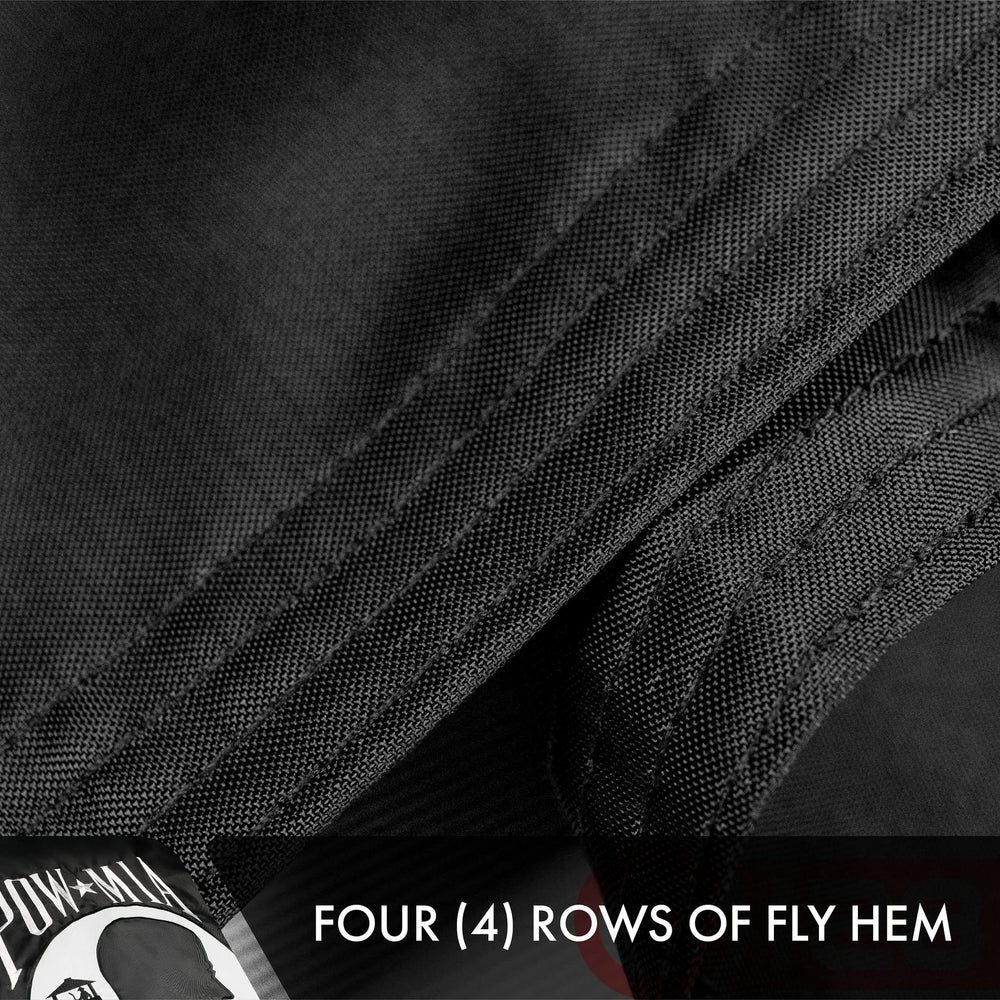G128 close view of fly hem with double-needle lockstitch and four rows to reduce fraying