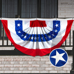 G128 front display of 5x10 fan flag showing bold stars and stripes, ideal curb appeal