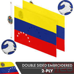 G128 reverse side of flag demonstrating double-sided embroidery, readable from either side