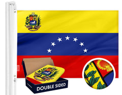 G128 front view showing vivid Venezuela flag and clear embroidered details, durable display