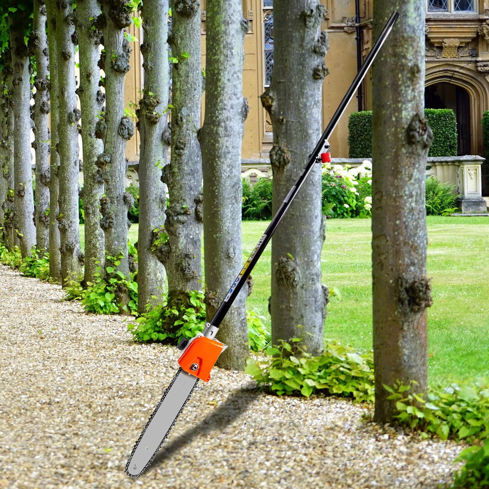 Gabasinover pole length beside measuring tape showing extended reach up to eleven feet