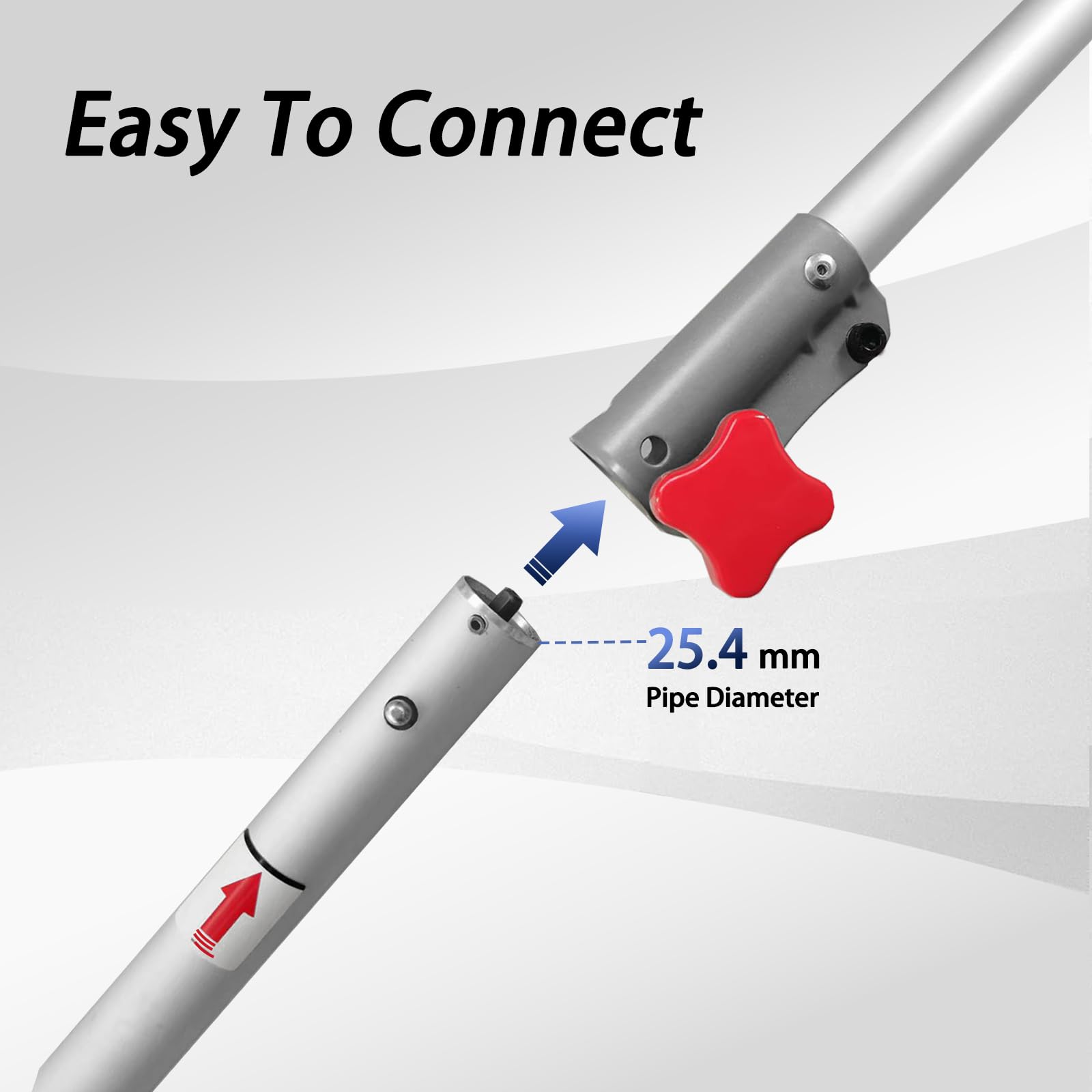 Gabasinover mounted on trimmer demonstrating compatibility and ladder-free trimming benefit