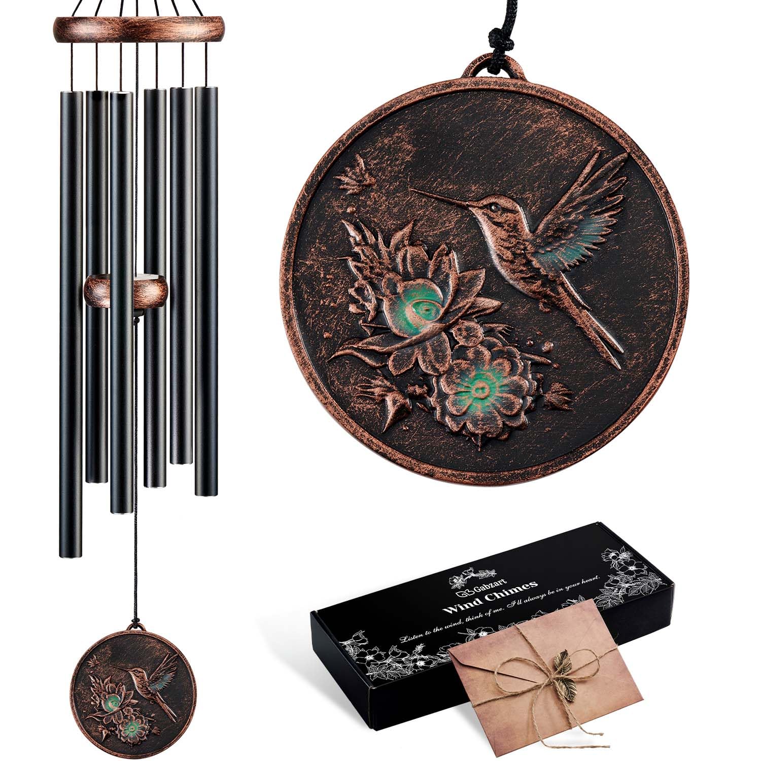 Gabzart hummingbird front view showing copper finish and decorative appeal
