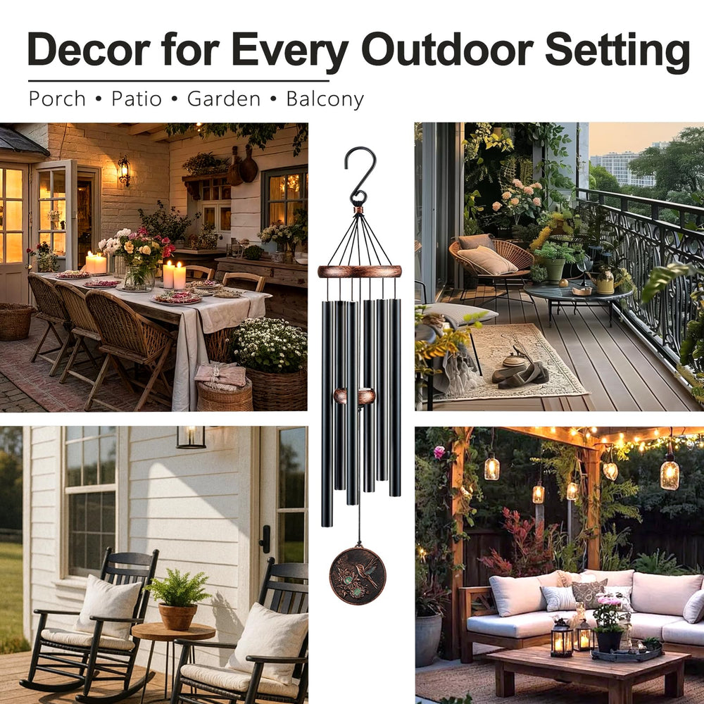 Gabzart wind chime hanging on porch adding peaceful outdoor ambience