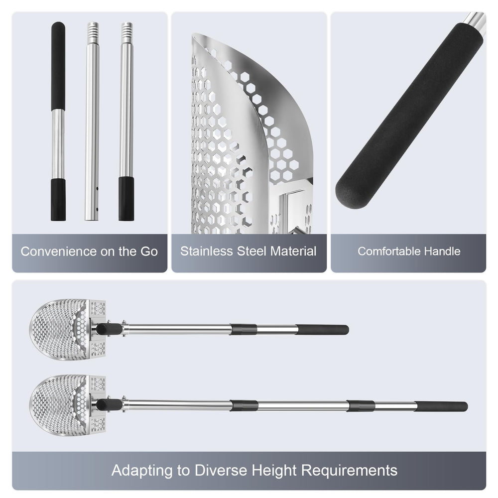 GADFISH assembled scoop with extension pole enabling upright digging and less bending