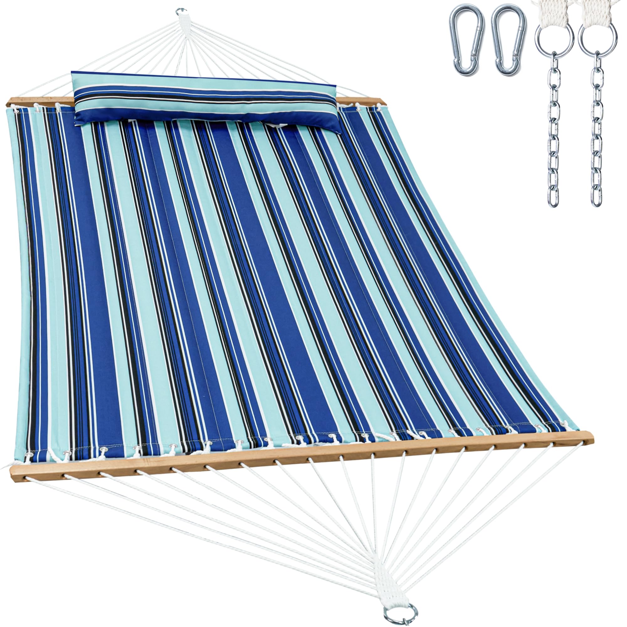 gafete front view hammock showing full quilted bed and spreader bar for comfortable lounging