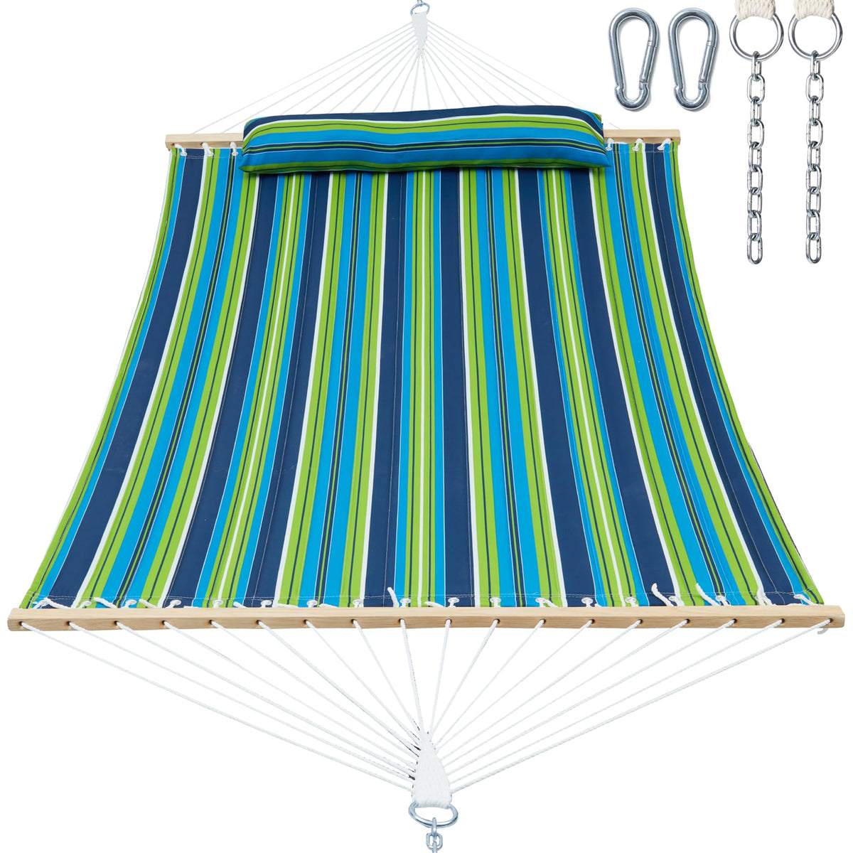 gafete front view hammock showing full spreader bar and roomy bed for two