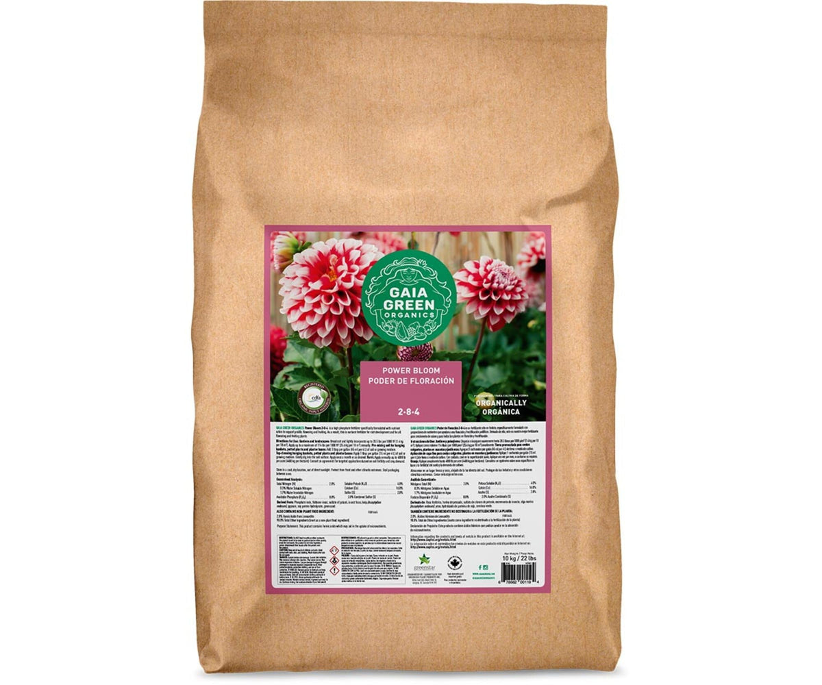 Gaia Green Power Bloom front packaging showing bag and product branding for richer blooms