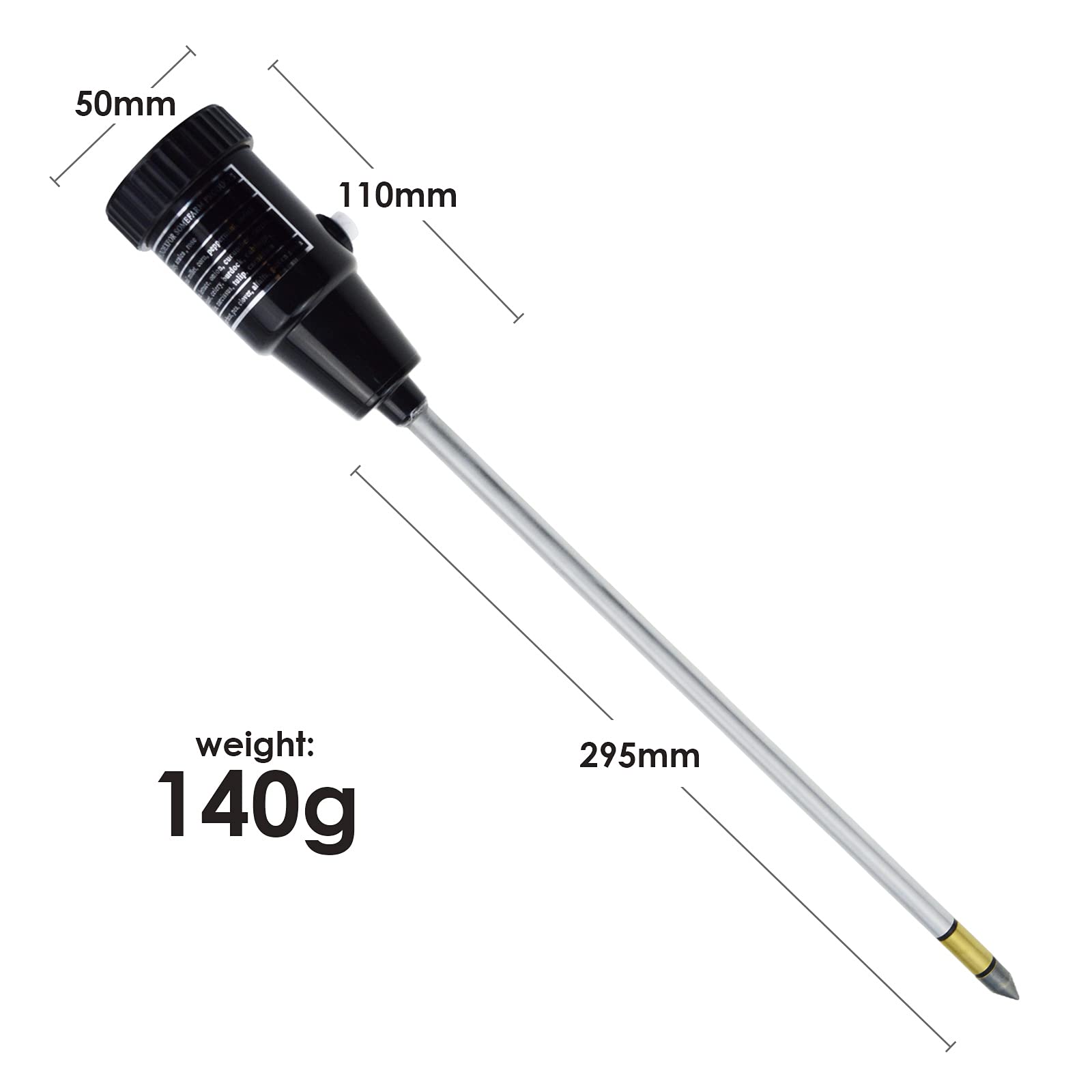 Gain Express meter next to ruler for depth comparison demonstrating 295mm reach for tree and shrub root zones