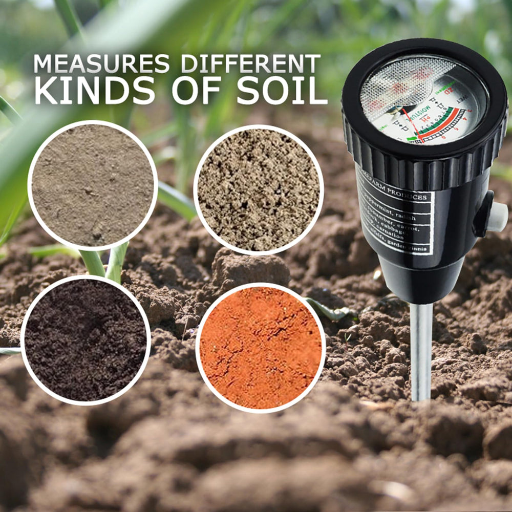 Gain Express in-use in a garden bed showing practical soil testing for landscape and vegetable plot care