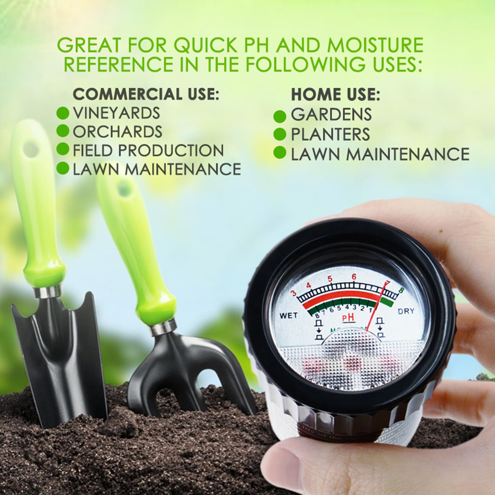 Gain Express probe pushed into lawn turf showing fast moisture checks to guide watering decisions