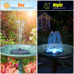 GAIZERL fountain operating in birdbath during daylight, provides lively water movement
