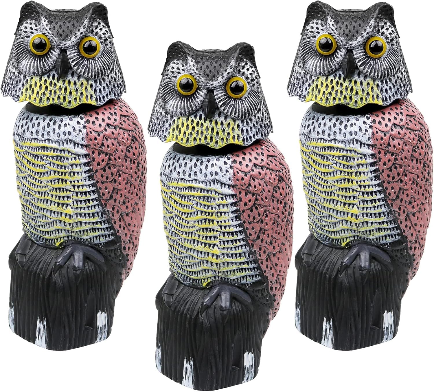 Galashield owl decoy front view showing realistic shape and deterrent effect