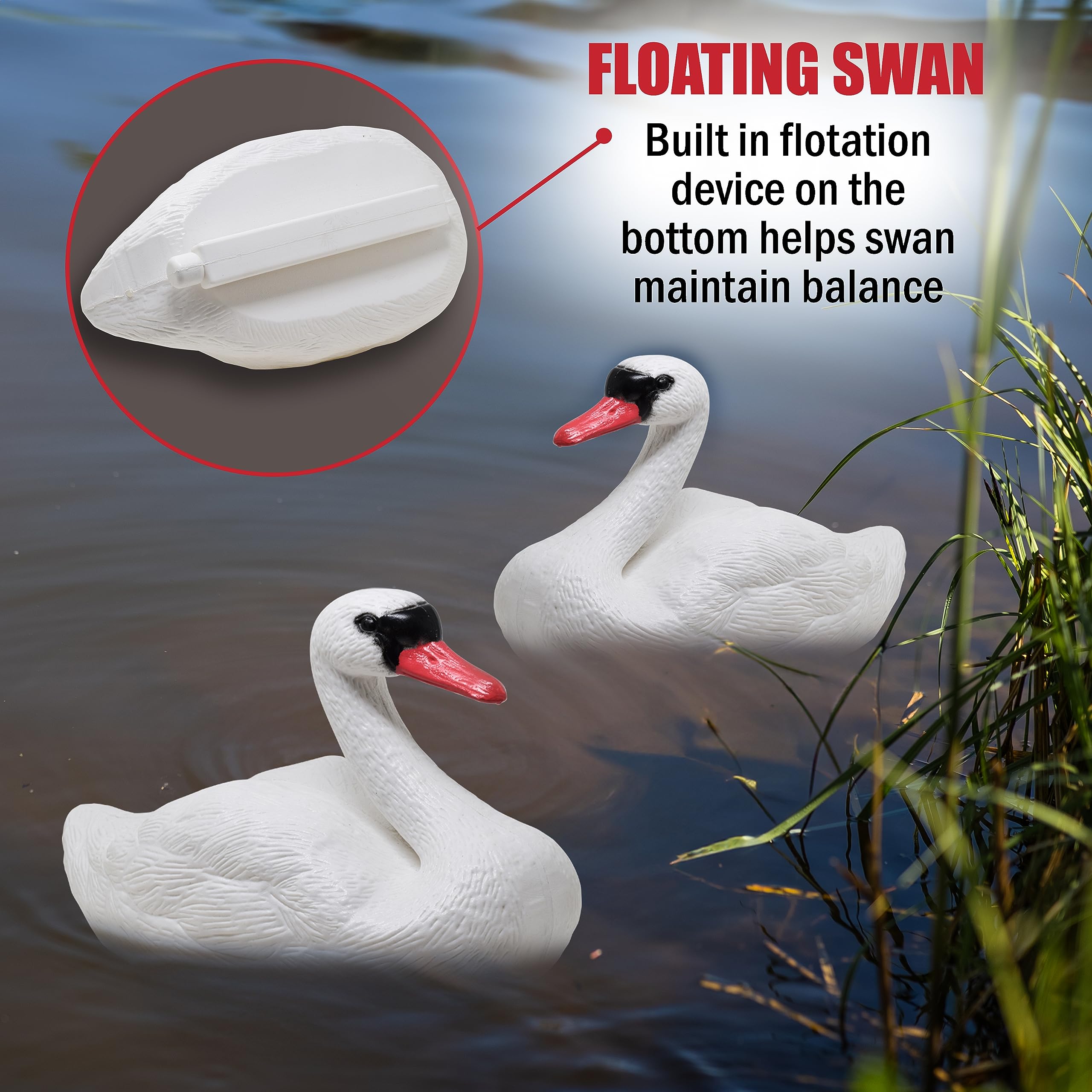 Galashield swan decoy bottom flotation detail demonstrating stable upright float