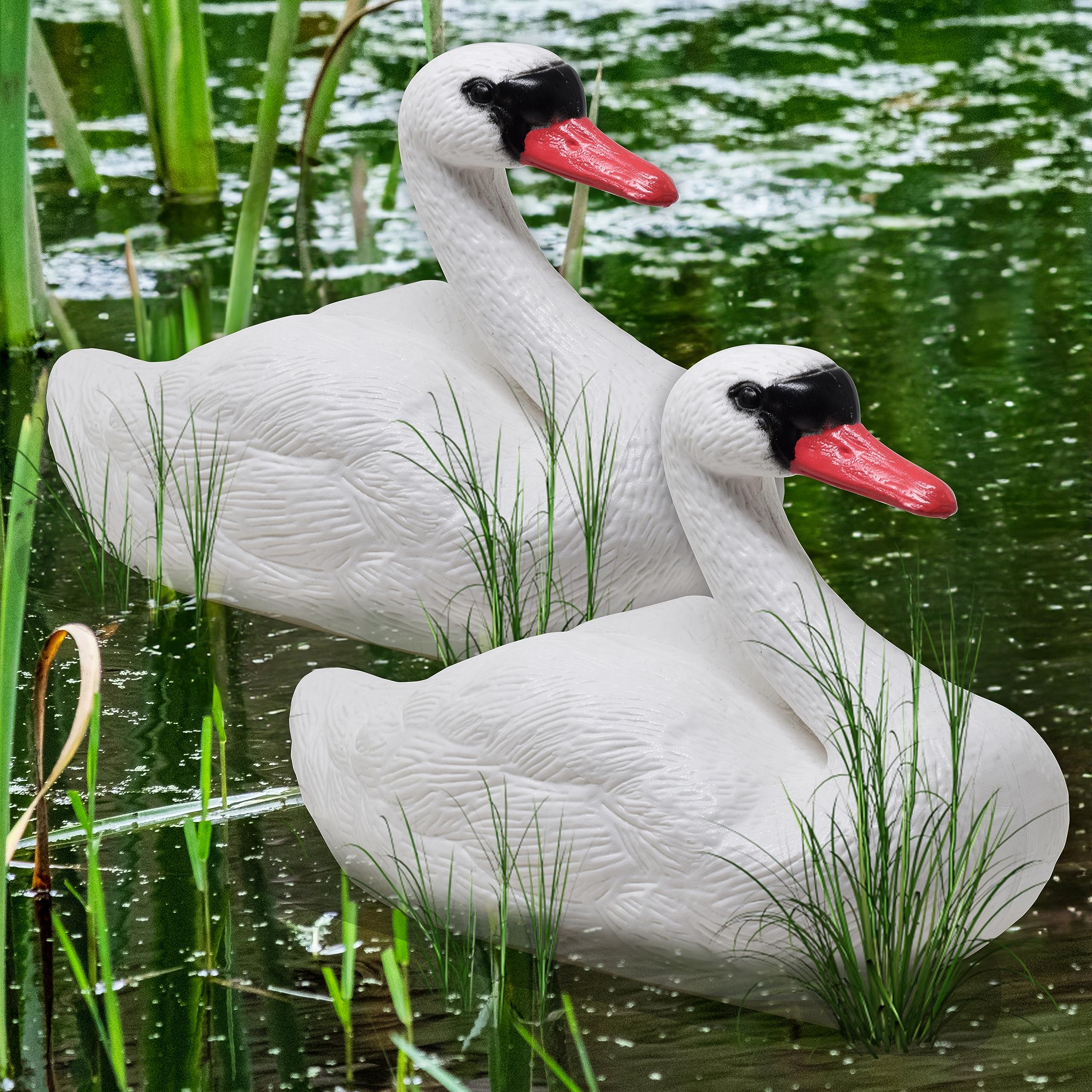 Galashield swan decoy front view showing realistic silhouette and curb appeal