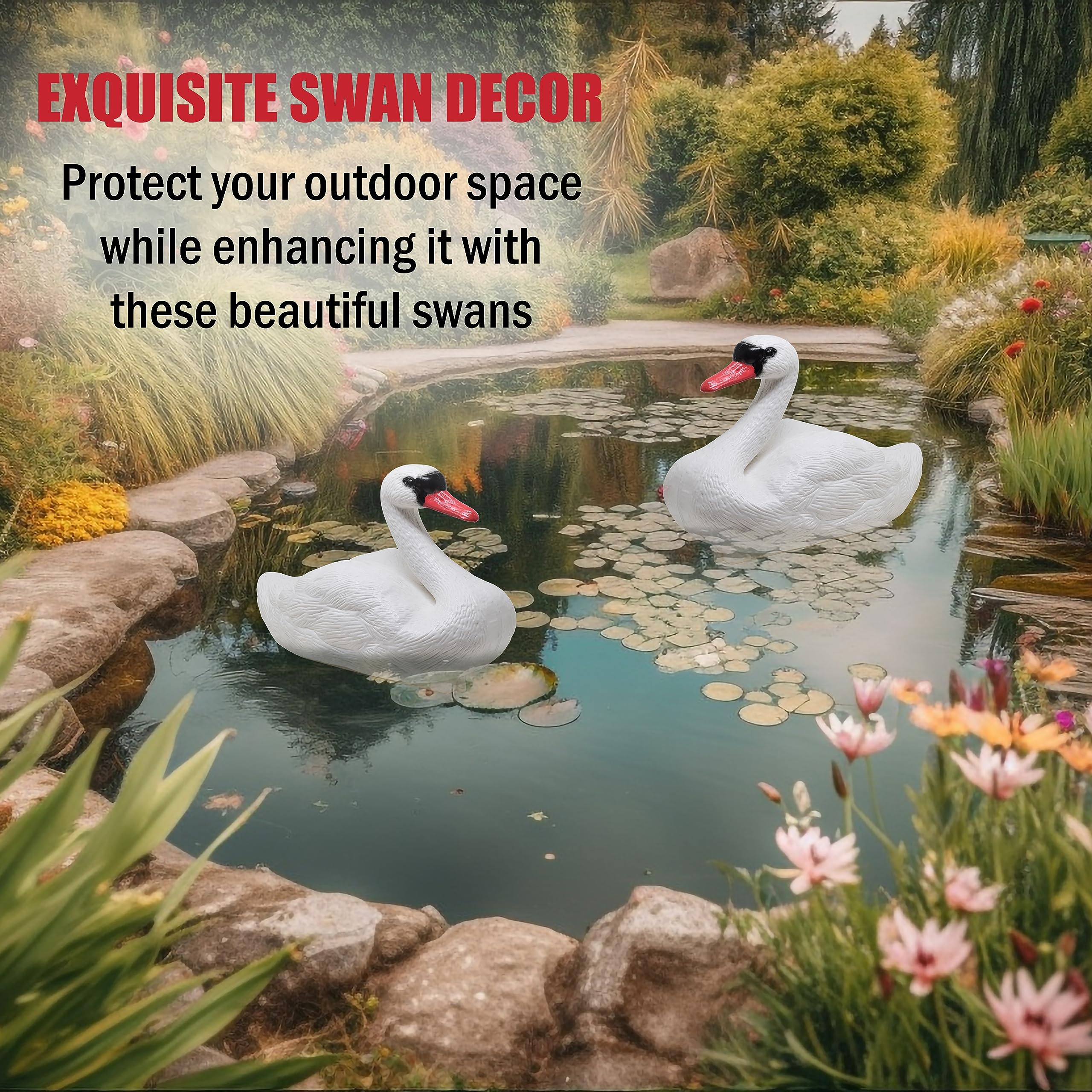 Galashield swan decoy next to hand showing lightweight easy handling benefit