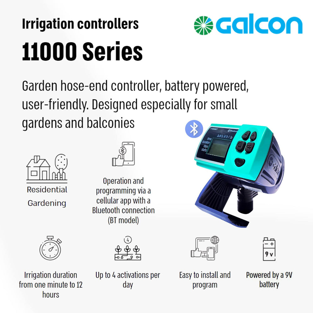 Galcon 11000 large LCD and buttons for simple programming and quick setup