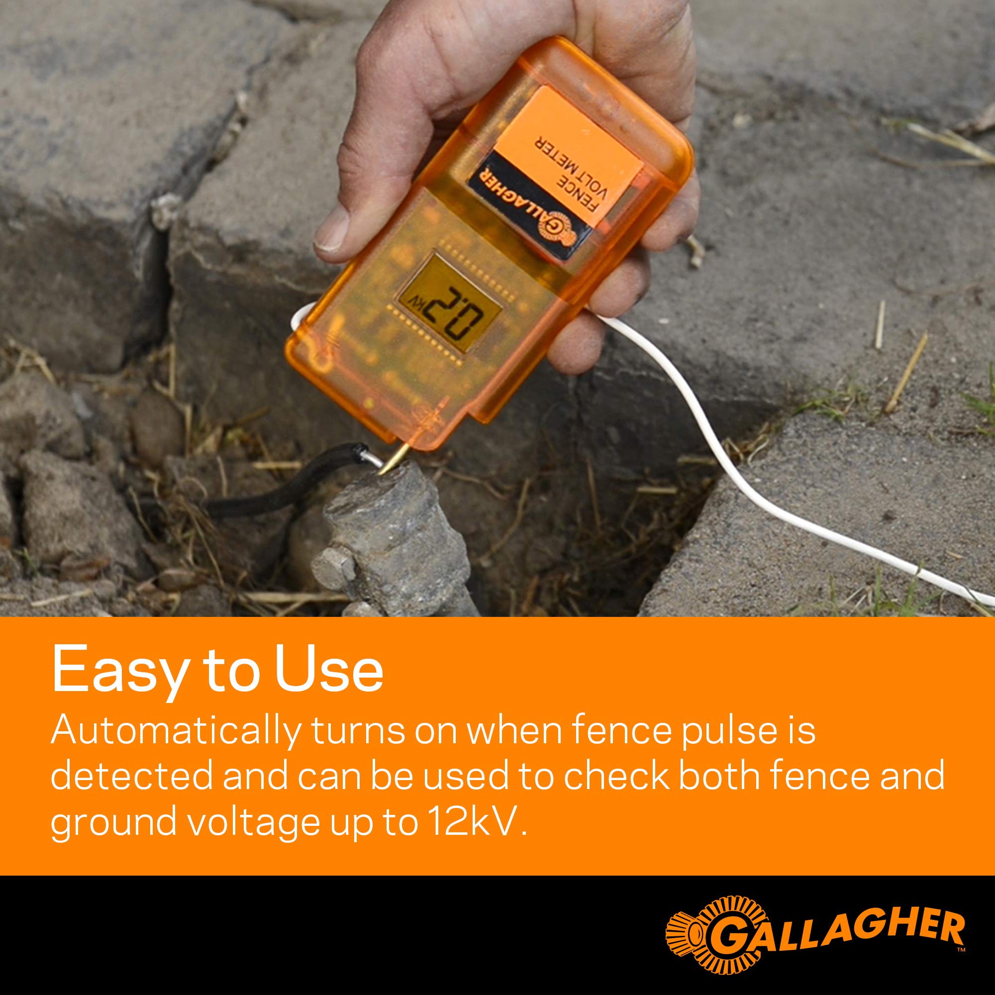 Gallagher earth probe detail showing ground connection for accurate measurements