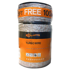 Gallagher front packaging showing turbo wire rolls and free bonus roll benefit