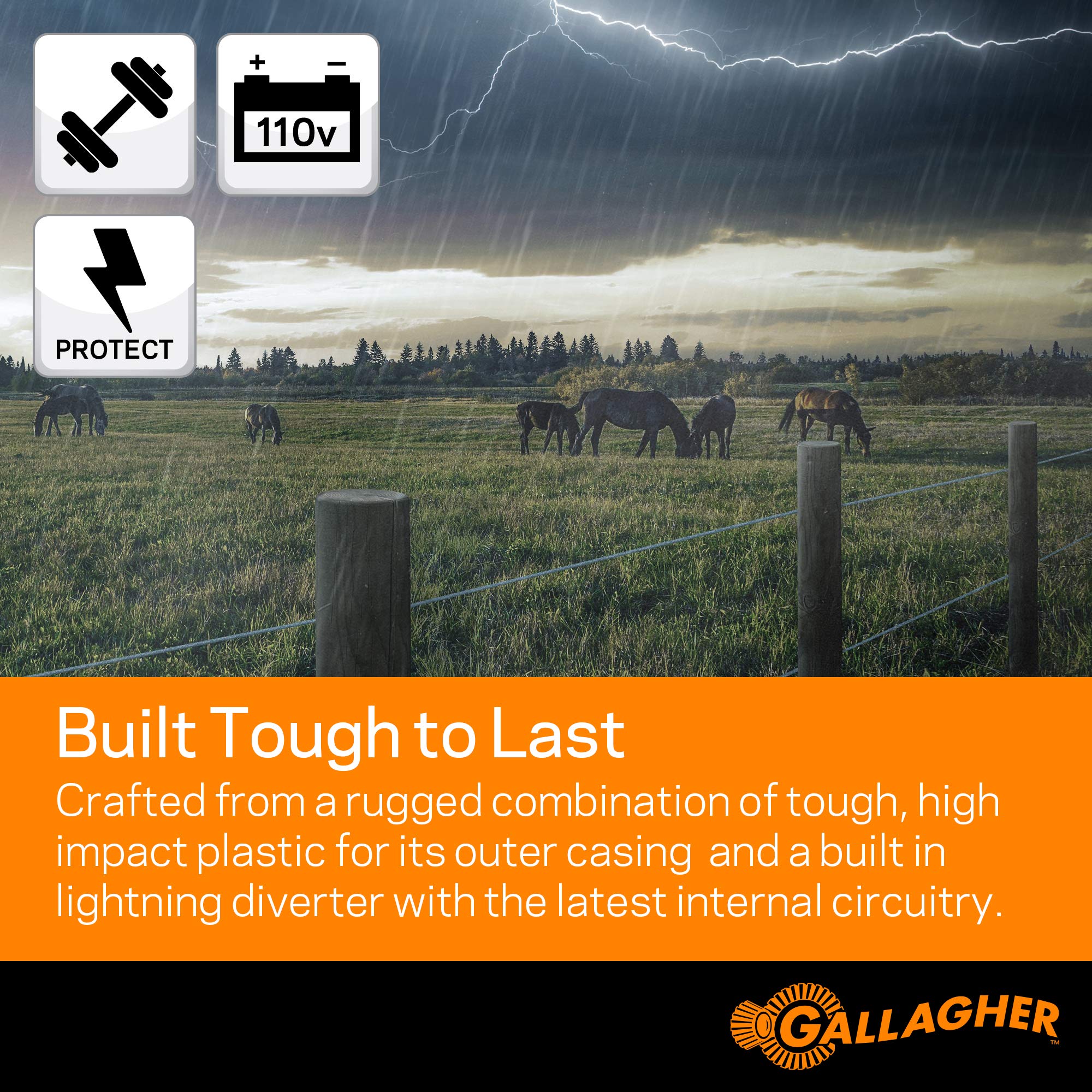 Gallagher M360 mounted on a fence post in pasture demonstrating perimeter protection