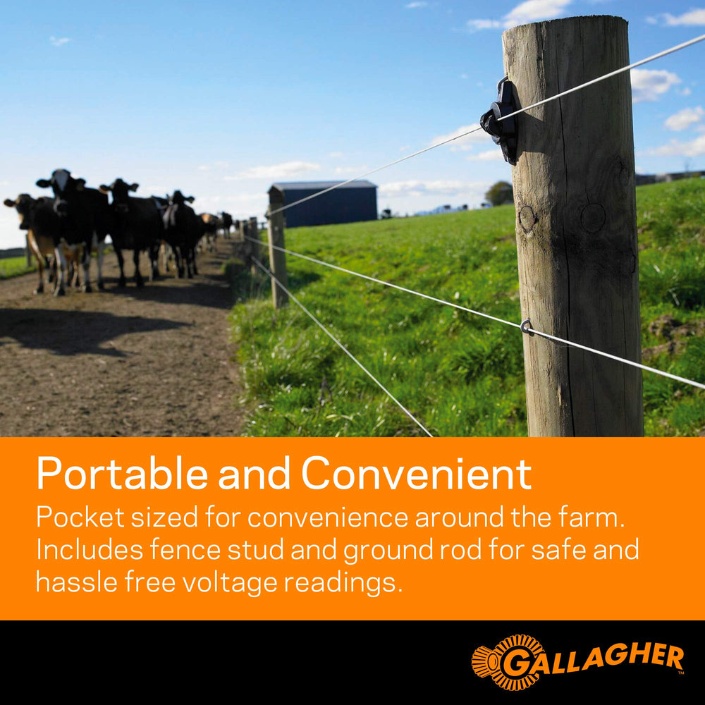 Gallagher meter in use on an electric fence to quickly identify faults