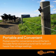 Gallagher meter in use on an electric fence to quickly identify faults