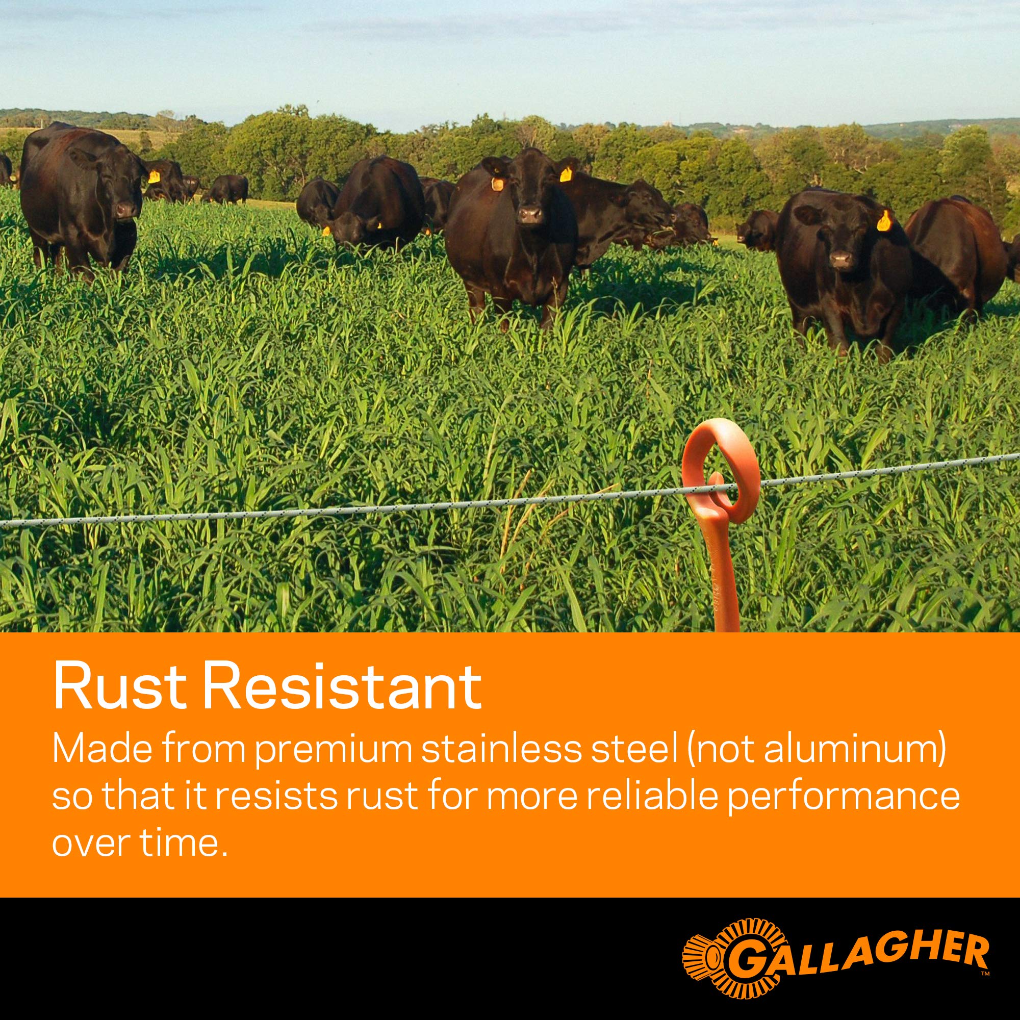 Gallagher polywire mounted on reel in pasture demonstrating quick deployment