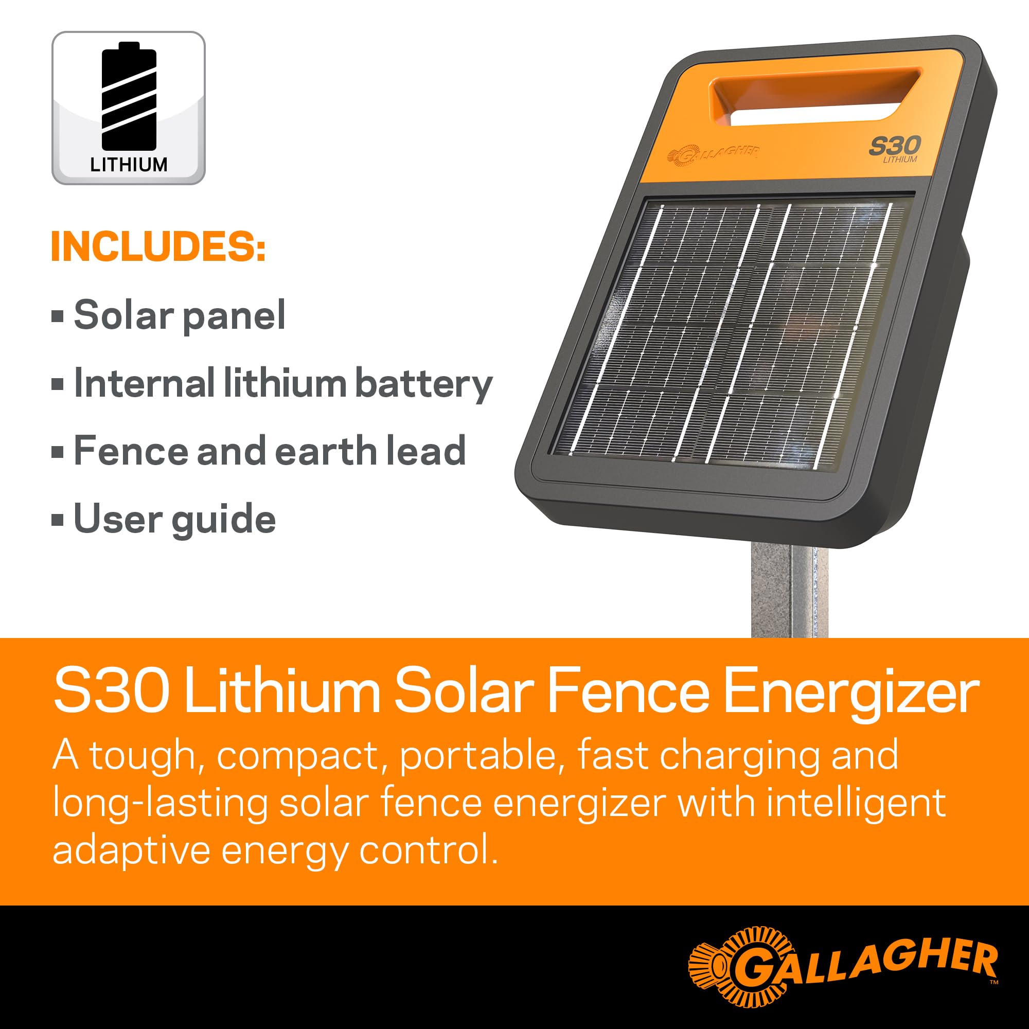 Gallagher S30 mounted on a paddock post powering perimeter fence and keeping livestock contained