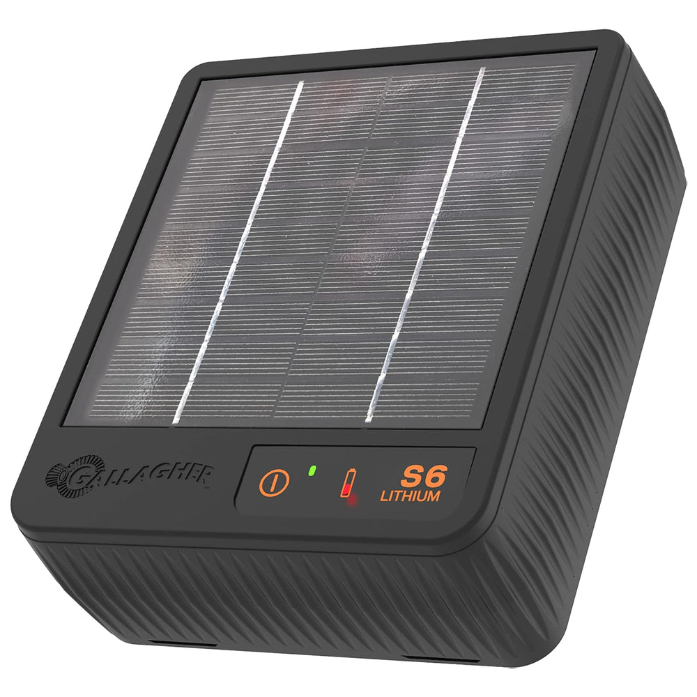 Gallagher S6 front view showing compact charger and clear controls for easy installation