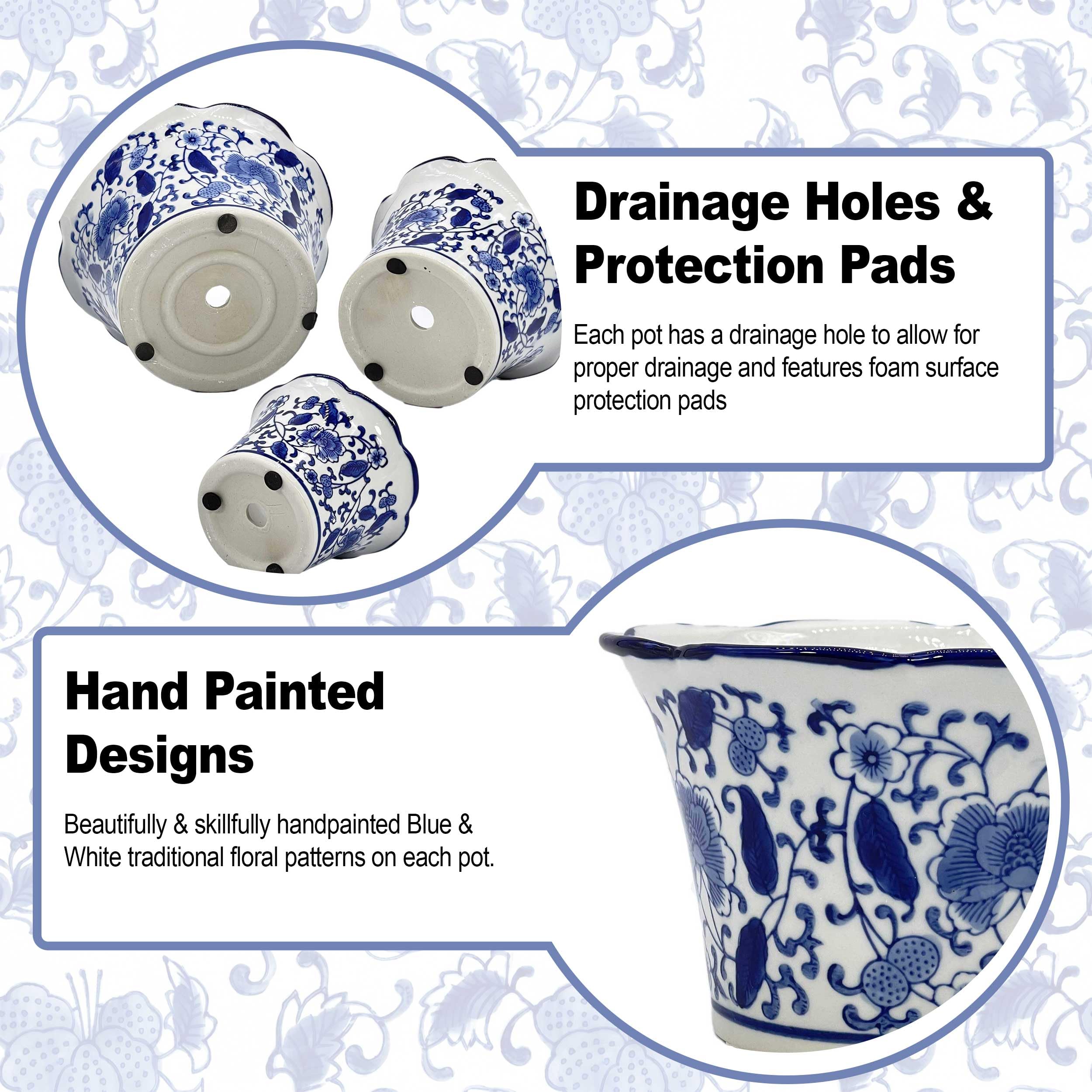 Galt International close-up of blue floral pattern emphasizing decorative detail and charm