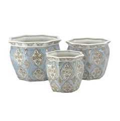 Galt International front view of three fluted planters shows cohesive styling and curb appeal