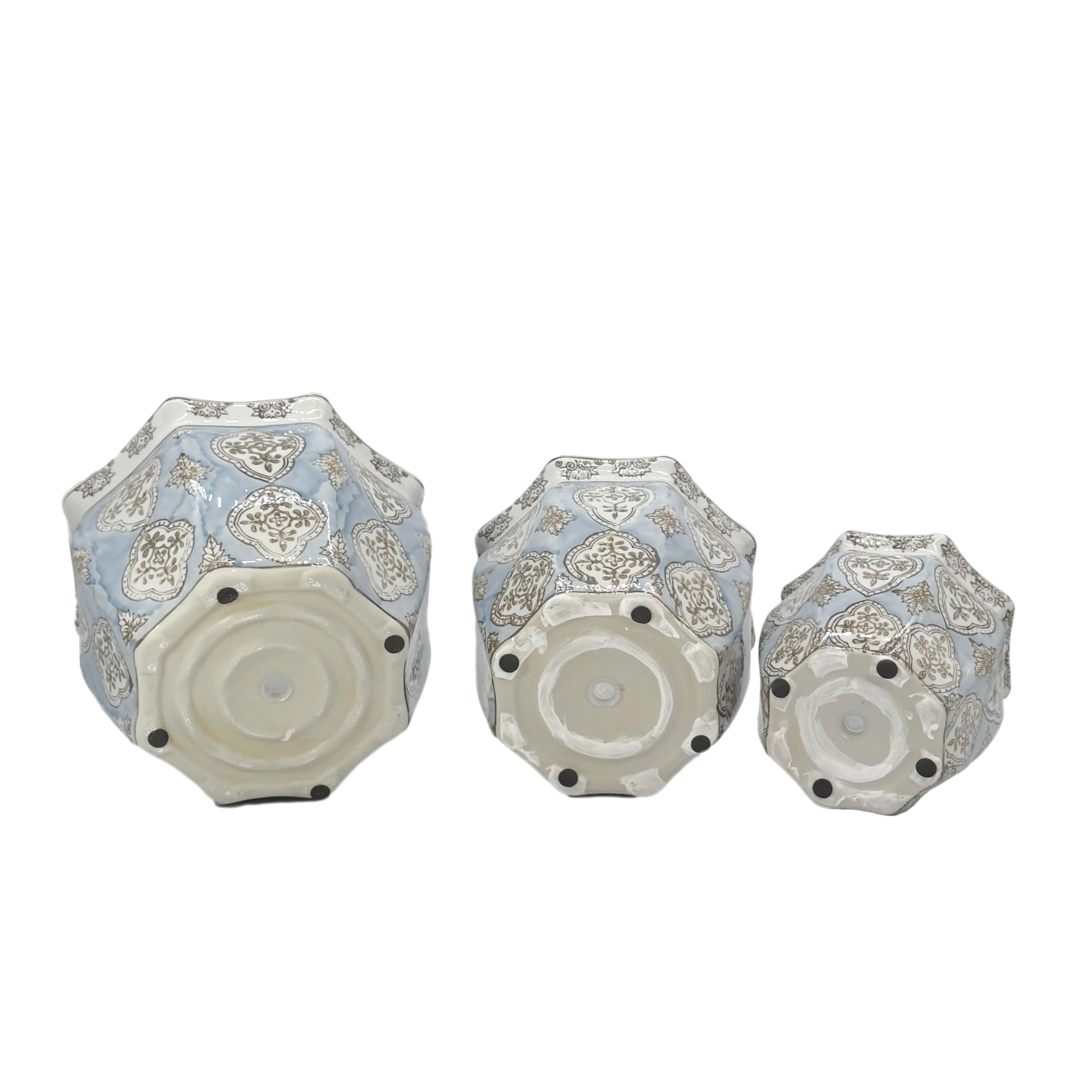 Galt International hand-painted blue accents detail communicates artisan finish