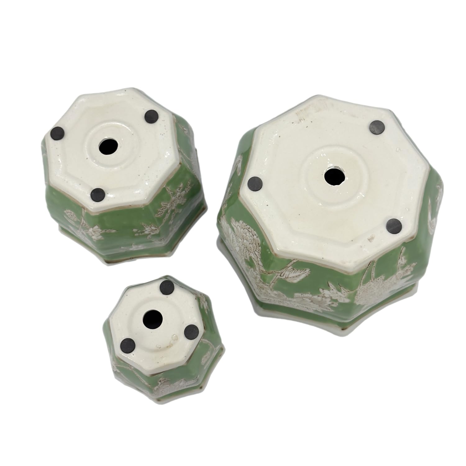 Galt International styled shelf display of the three pots enhancing home decor cohesion
