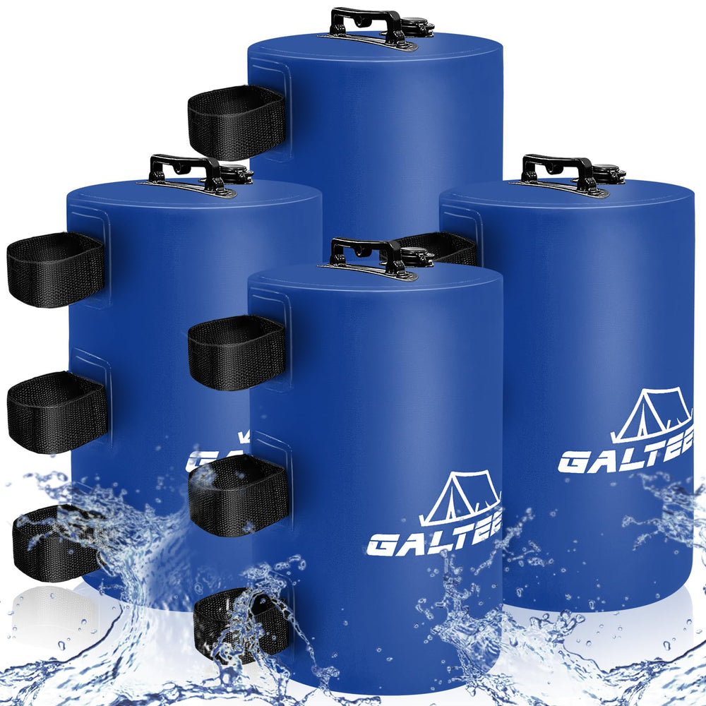 GALTEED front view of blue canopy weight set showing clean packaging and benefits