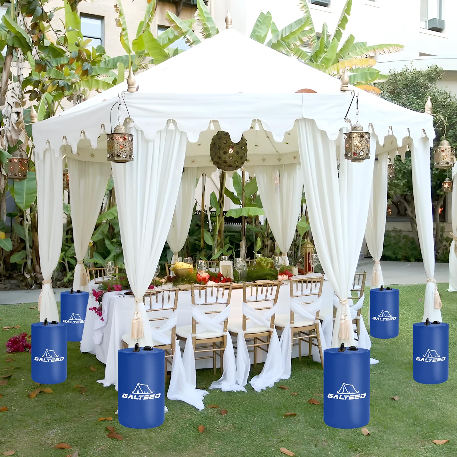 GALTEED lifestyle shot of market stall using weights for safe outdoor setup