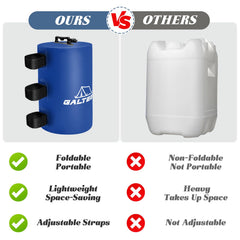 GALTEED strap and buckle detail showing secure attachment to canopy legs