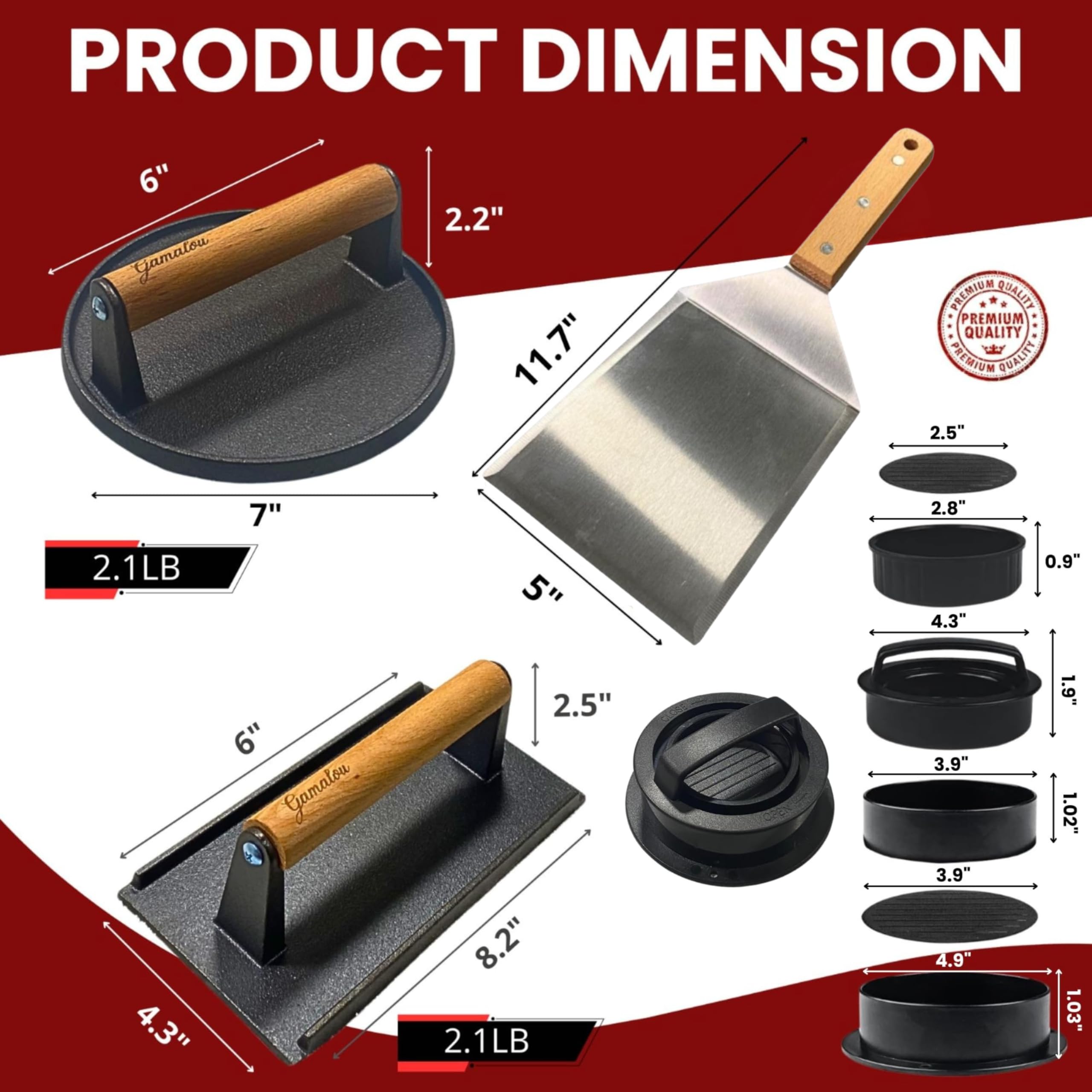 gamalou 7-inch round press close-up highlighting textured face for better sear