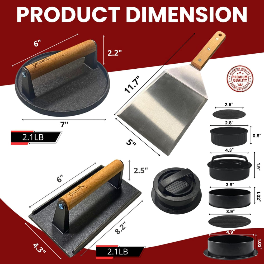 gamalou 7-inch round press close-up highlighting textured face for better sear
