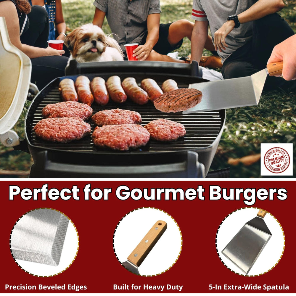 Gamalou press in use on griddle creating crisp smash burger crust quickly