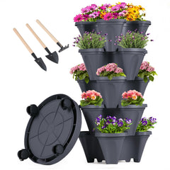 GameXcel front view of five-tier vertical planter showing compact footprint and capacity