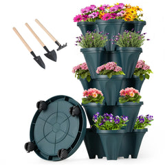 GameXcel front view of five-tier planter showing compact vertical planting benefit