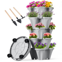 GameXcel front view of five-tier planter showing compact vertical space-saving