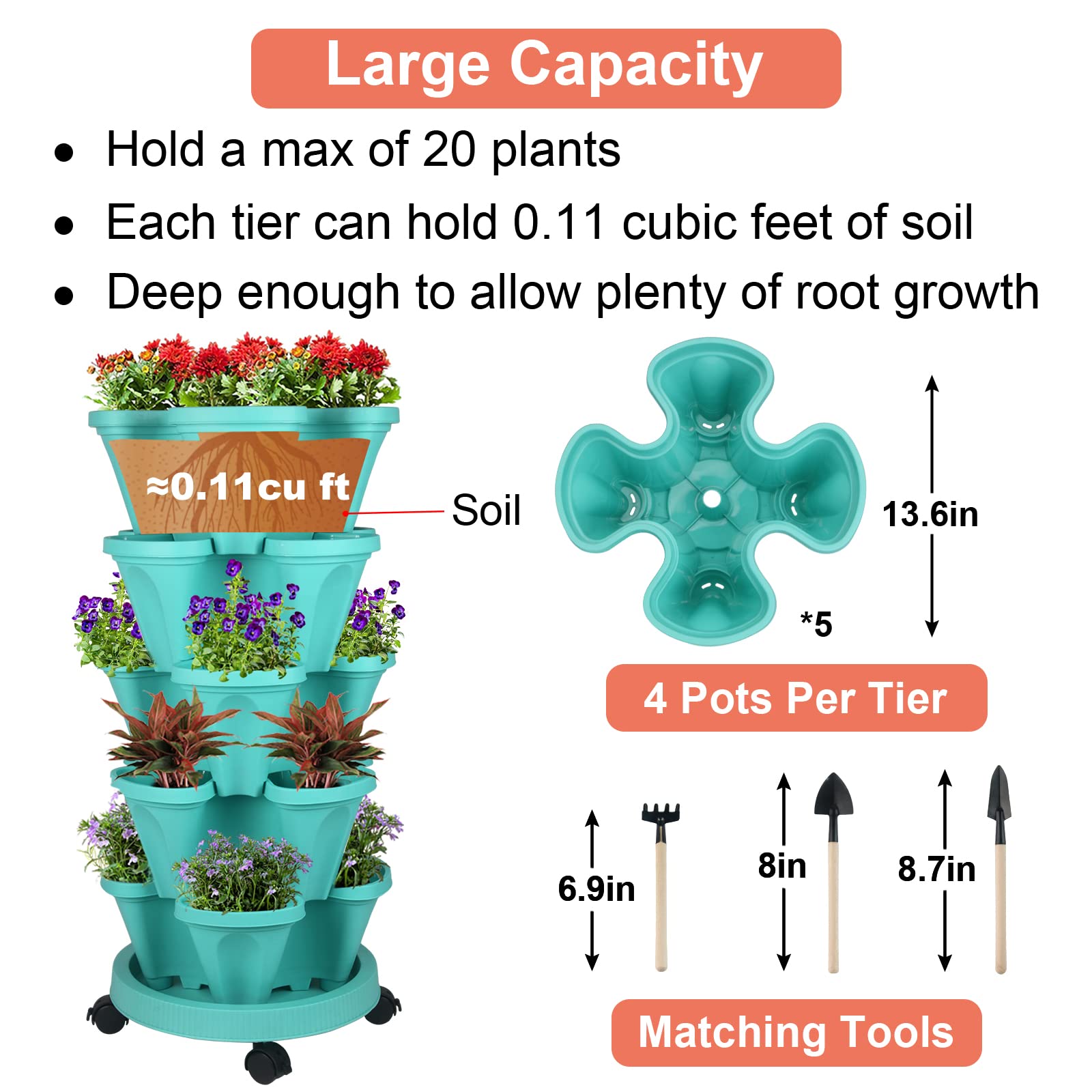 GameXcel side profile of stacked tiers maximizing planting area