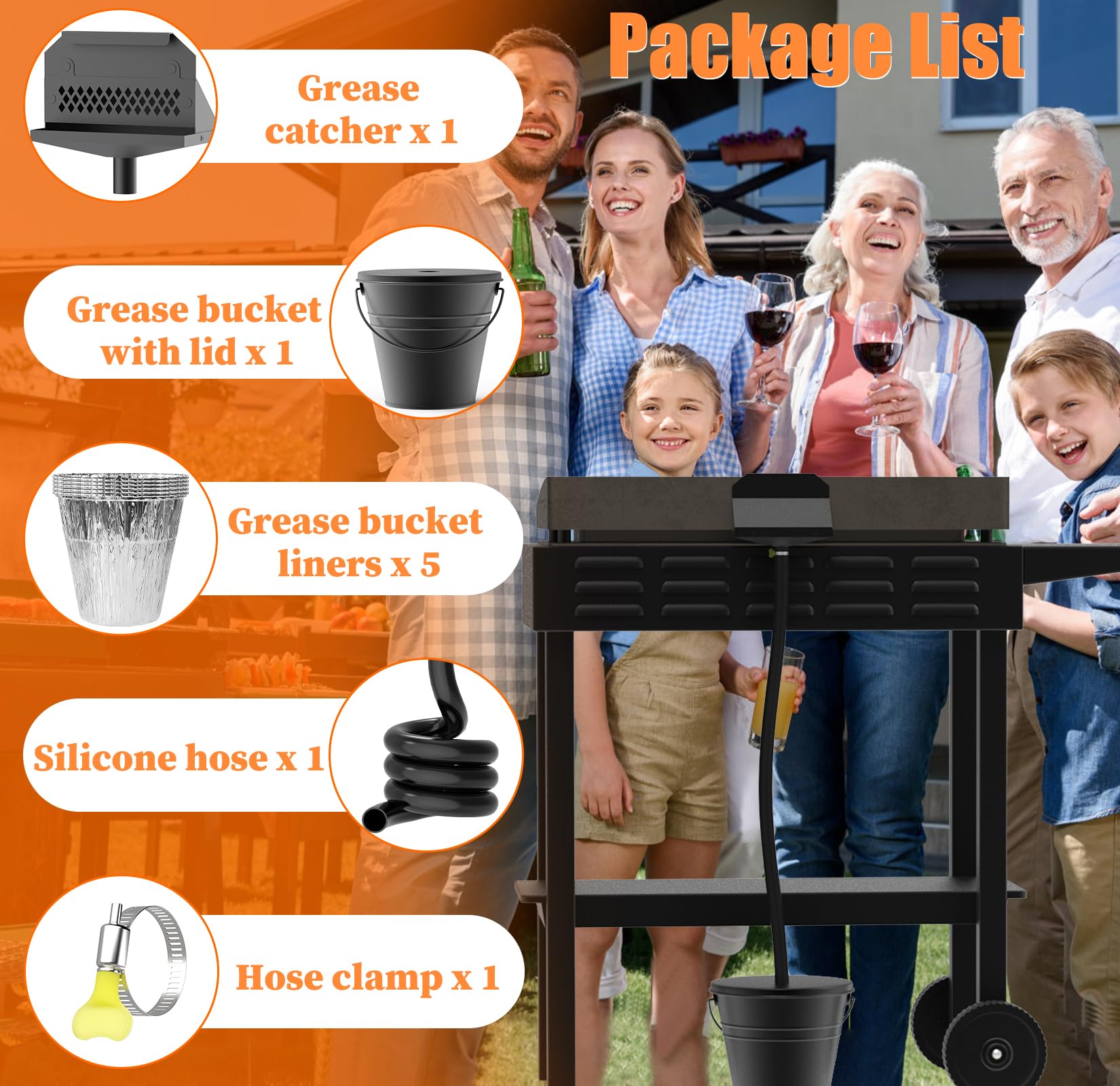 GAMPLAE lifestyle image at backyard BBQ showing cleaner griddle area and convenience