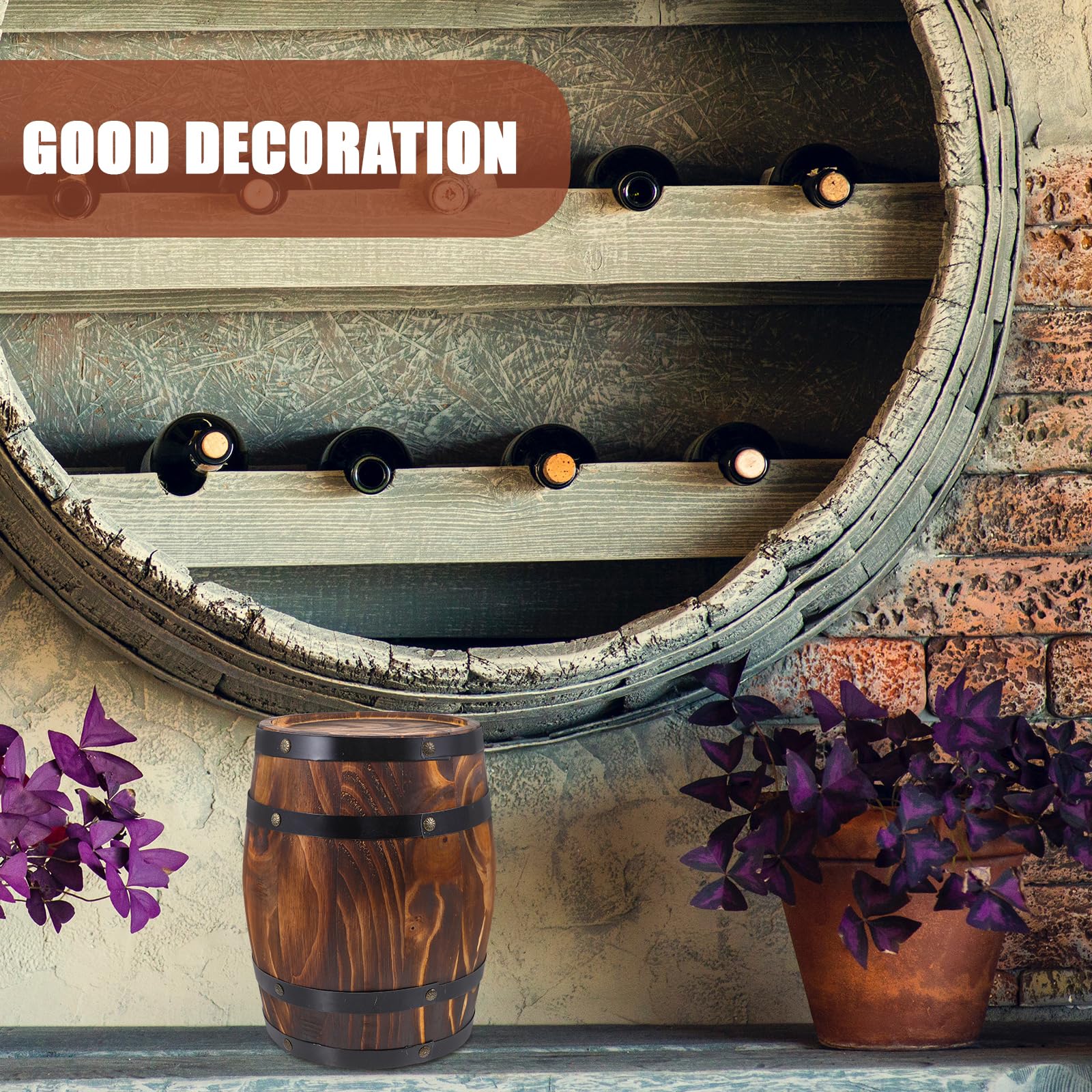 GANAZONO barrel beside bar counter creating warm hospitality ambiance
