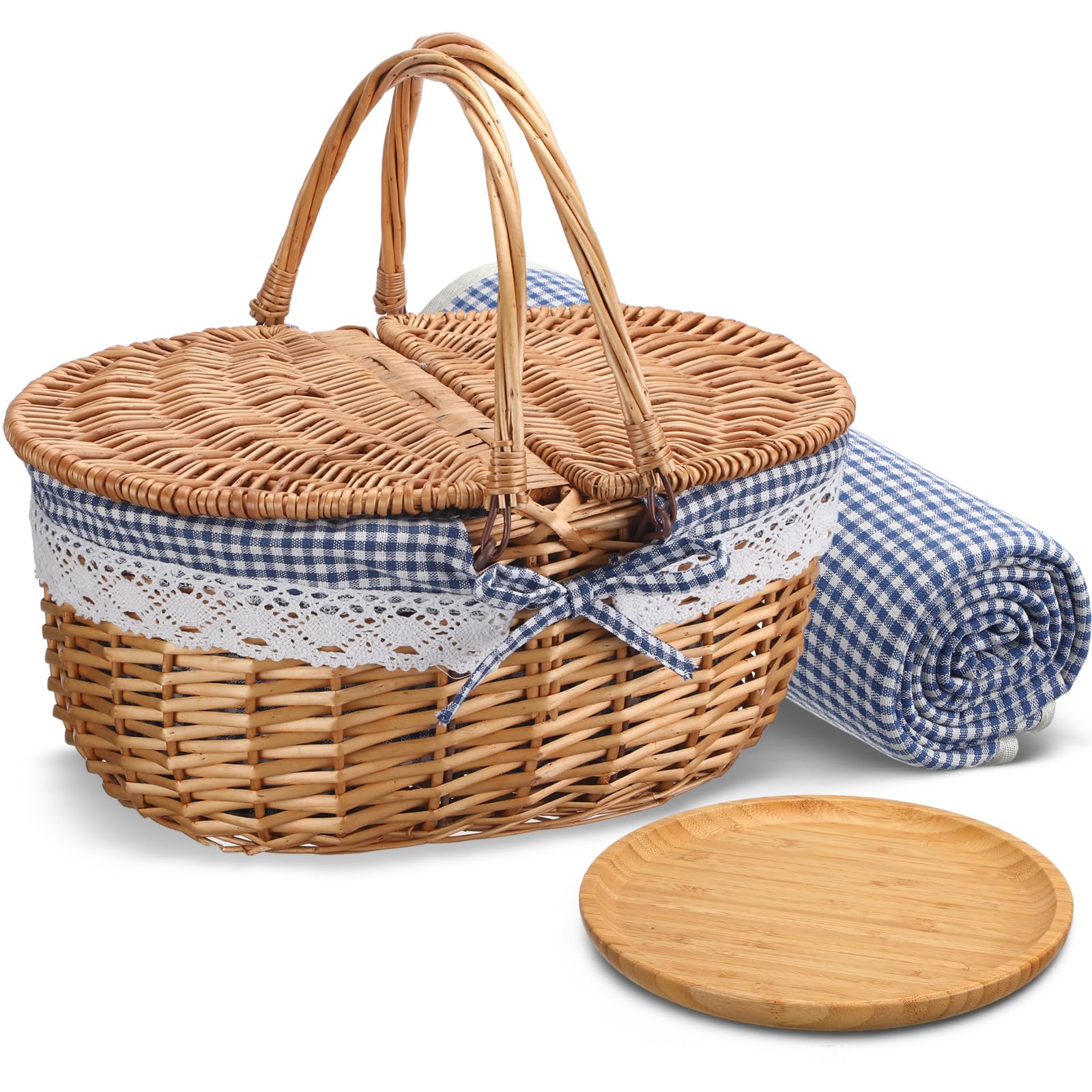 Gandeer front view of wicker basket showing compact design and easy carry