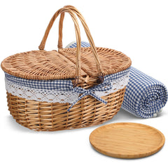 Gandeer front view of wicker basket showing compact design and easy carry