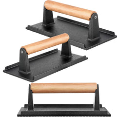 Gandeer front view of three cast iron presses showing heavy-duty design and versatility