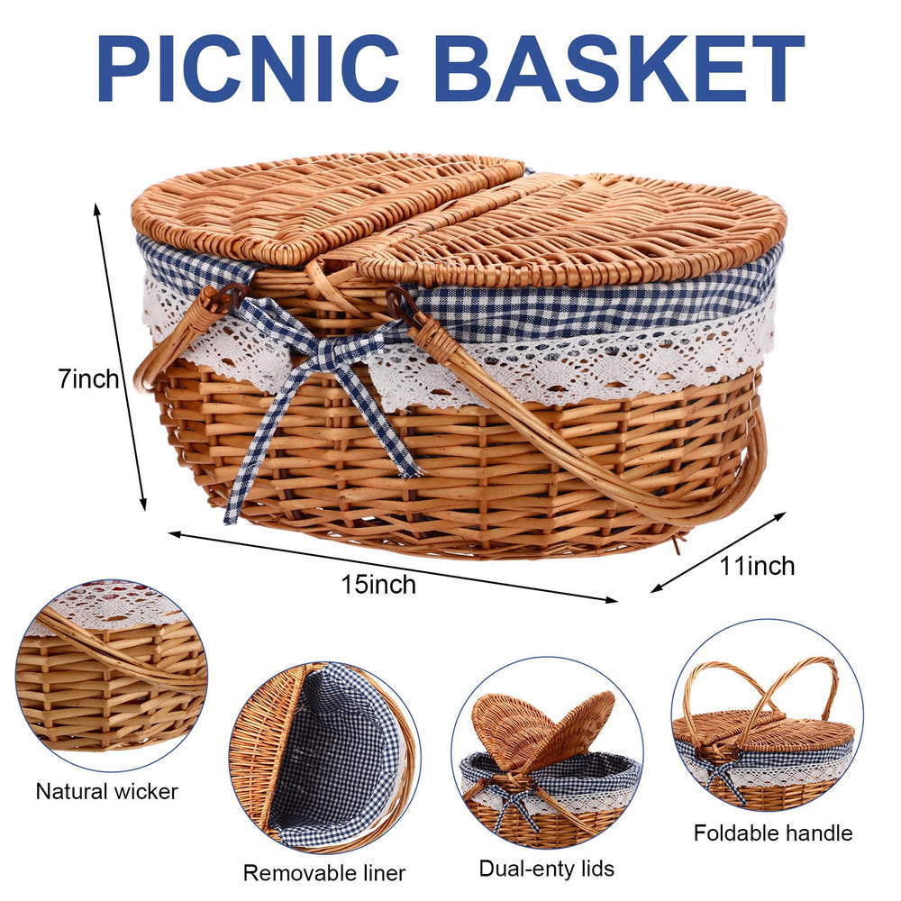 Gandeer open basket showing blanket and plates neatly packed for convenience